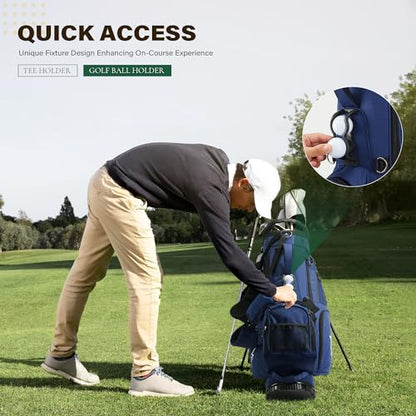 uniHimal Lightweight 7-Way Golf Stand Bag for Men & Women | Carry Bag, Multiple Pockets, Dual Straps - color: blue