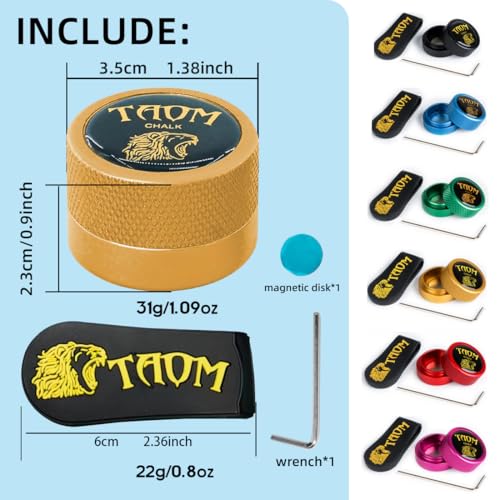 TAOM Pool Chalk Holder Round Shaped Practical Tool Billiards Accessories Magnetic Mini Chalk Tip Case Container Round Box Billiards - color: 2-Yellow with Silicone Clip