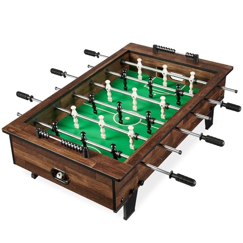 Best Choice Products 40in Tabletop Foosball Table, Compact Mini Arcade Table Hand Soccer for Kids and Adults, Home, Game Room w/ 2 Balls - color: Dark Wood