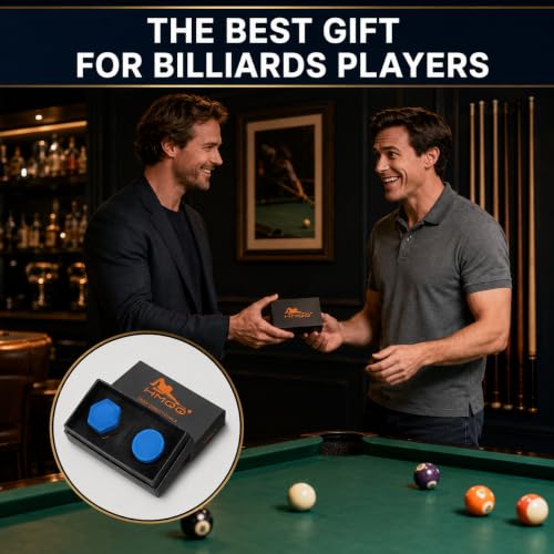 HMQQ Nano Pool Cue Chalk Set, 2 Pack Premium Low Dust Billiard Chalk with Magnetic-Ready Base, Smooth Grip, Fewer Miscues, Long Lasting Cue Tip Chalk for Pool, Snooker & 8 Ball Players