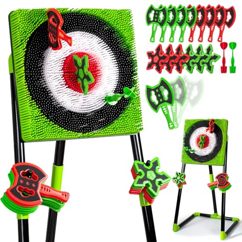 Axe Throwing Target Game for Backyard with 8 Throwing Axes Set,Indoor &Outdoor Activities for Kids,Hunting Games for Family, Birthday Gift for Boys Girl, Carnival Games - color: Green