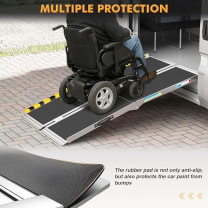 5ft Wheelchair Ramps for Home Steps, Non-Slip Aluminum Threshold Ramp, Foldable Handica Ramp for Wheelchairs in Home, Entry, Shed, Doorway, Curb, Stairs - size: 5FT Using Height 5"-15"