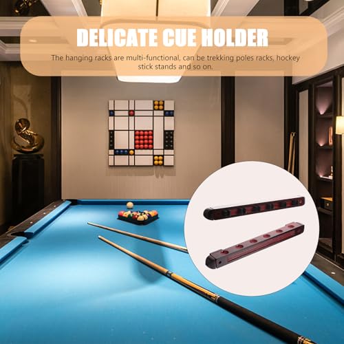 Toyvian Decorative Wall-mounted Billiard Pole Rack Cue Holder for Pool Cues with Easy Installation and Practical Display for Billiard Table Accessories Red