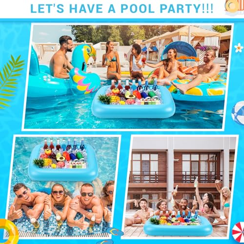 FillTouch Rectangular Inflatable Serving Bar Floating Drink Holder for Pool Inflatable Cup Holders Hot Tub Accessories, Adults Swimming Fun Drink Floats for Swimming Pool Party(Blue) - color: Blue