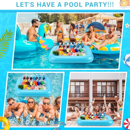 FillTouch Rectangular Inflatable Serving Bar Floating Drink Holder for Pool Inflatable Cup Holders Hot Tub Accessories, Adults Swimming Fun Drink Floats for Swimming Pool Party(Blue) - color: Blue