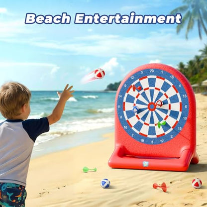 Funscape Kids Inflatable Dartboard Pool Toy, Fun Swimming Pool Soft Ball Toss Game, Outdoor Yard Water Target Sports Activity, Cool Summer Beach Party Gift 3 4 5 6 7 8 Yr Boy Girl Child-Dartboard
