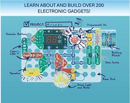 Snap Circuits “Arcade”, Electronics Exploration Kit, Stem Activities for Ages 8+, Full Color Project Manual (SCA-200) - style: Arcade