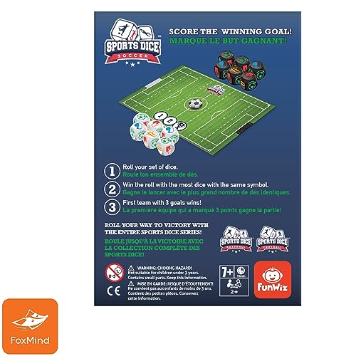 FoxMind Games: Sports Dice Soccer - Dice Board Game, Kick It Out of The Stadium, Easy to Learn & Fun to Play, 2 or 4 Players, Ages 7+