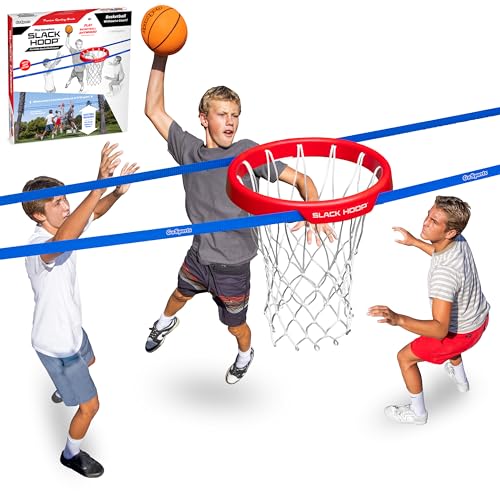 GoSports Slack Hoop Portable Basketball Game for Kids & Teens - Adjustable Height Outdoor Lawn, Beach, & Yard Game - Basketball Without a Court