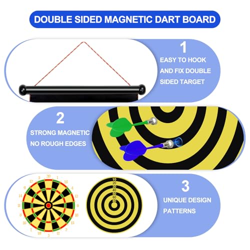 Magnetic Dart Board Outdoor Game Suitable for Children to Play Comes with 12 Darts Best Toys Gifts for Teenage Boys Girls Age 5 6 7 8 9 10 11 12 Years (12 in) - size: 15"