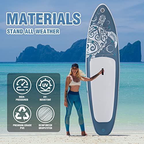 FEATH-R-LITE Inflatable Paddle Board Stand Up Paddleboards for Adults SUP with Premium Accessories Pump, Adjustable Paddle, Leash, Three Fins, Backpack - style: Gray