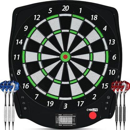 CyeeLife Electronic Dartboard with Soft Darts and Extra Accessories,8 Players&34 Games&255 Variations