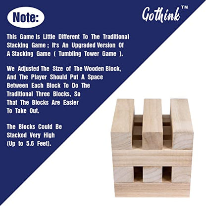 GOTHINK Giant Tumbling Tower Game, Super Large 51pcs Wooden Blocks Stacking Game, Stacking to Over 6 Feet, Jumbo Timber Blocks with Carry Bag, Jumbo Outdoor Indoor Game Toy Gift for Kids and Adults - size: G-Over 6FT