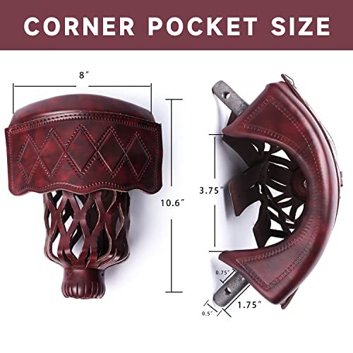 GSE Games & Sports Expert Set of 6 Heavy Duty PU Leather Billiard Pool Table Pockets, Billiard Pool Table Accessories (Several Colors & Styles Available) - color: Dark Cherry - Diamond