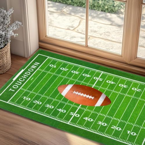 Football Field 2x3 Rug for Boys Bedroom Sports Rugs for Boys Room Decor, Soft Football Rug for Kids Playroom, Area Rug for Game Room or Man Cave Carpet - color: Football, size: 2' x 3' (Rectangular)
