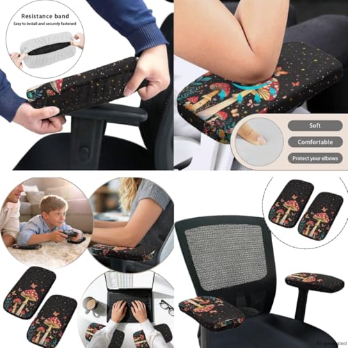 Leopard Print Desk Chair Cover Stretchable 4-Pc Set Office Chair Arm Cushion Washable Office Chair Seat Cover for Gaming and Computer Setup - color: Leopard Print