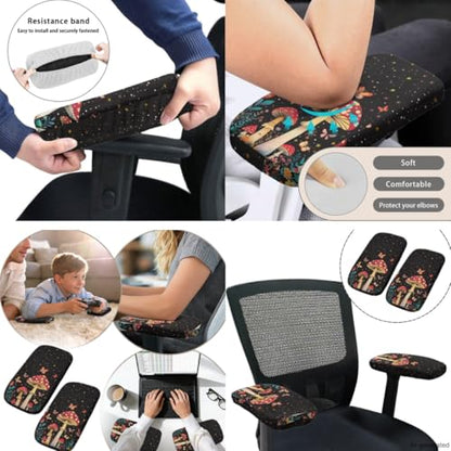 Leopard Print Desk Chair Cover Stretchable 4-Pc Set Office Chair Arm Cushion Washable Office Chair Seat Cover for Gaming and Computer Setup - color: Leopard Print