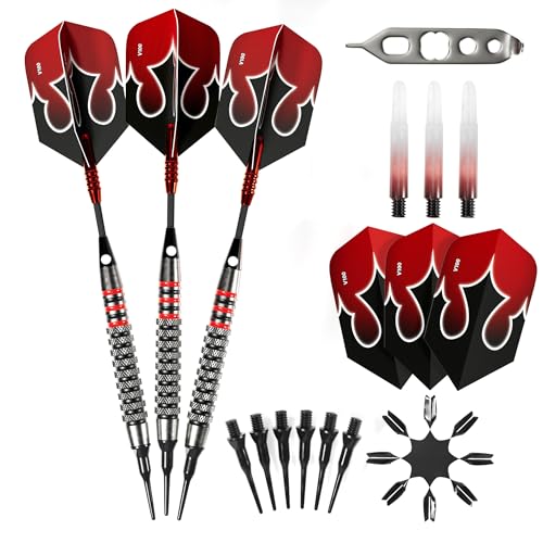 Viper Shot King Soft Tip Darts, 80% Tungsten 20 Grams, Professional Darts Plastic Tip Dart Set for Electronic Dartboard, Includes Nomad Case and Dart Accessories - color: Red, size: 20 Grams