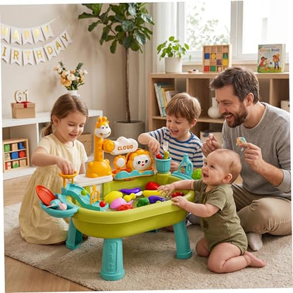 Toy Sink with Running Water, Multi-Play Toddler Water Table with Circulating Faucet, Detachable Legs, Green (4 Rechargeable AA Batteries & Screwdriver Included).. - color: Green