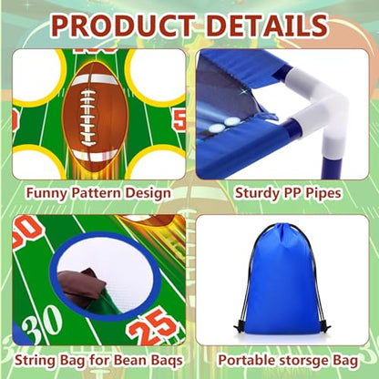 Gemscream Football Bean Bag Toss Games with 6 Bean Bags Portable PVC Framed Cornhole Game Set for Family Holiday Birthday Party