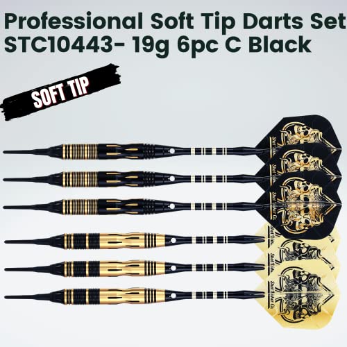 Soft Tip Darts Set - Professional Darts with Customizable Configuration, Aluminum & Plastic Shafts, O-Rings, Flights, Dart Tool, 50PC Extra 2BA Tips - color: 19g-Black C-STC10443