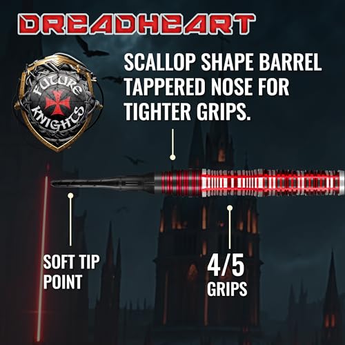Future Knights Dreadheart Soft Tip Dart Set | 90% Tungsten Professional Darts for Electronic Dartboard | for All Skill Levels | Soft Tips for Electronic Boards | Made in New Zealand