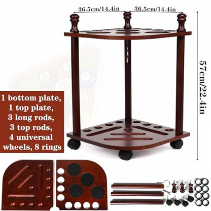 Pool Stick Holder Floor Stand, Freestanding Pool Cue Rack Hold up to 8 Cues Sticks Pool Cue Storage Rack Billiards Stick Holder Pool Cue Rack Corner for Game Room Pool Table Accessories