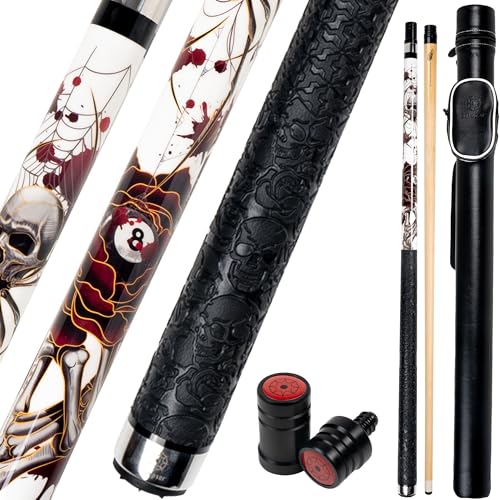 Collapsar CBP Pool Stick with 1X1 Hard Case,13mm Tip with Low Deflection Technology Billiard Cue,58" 2-Pieces 19-21 oz Professional Pool Cue Set - color: Spider Steal Ball of White, size: 19 ounce