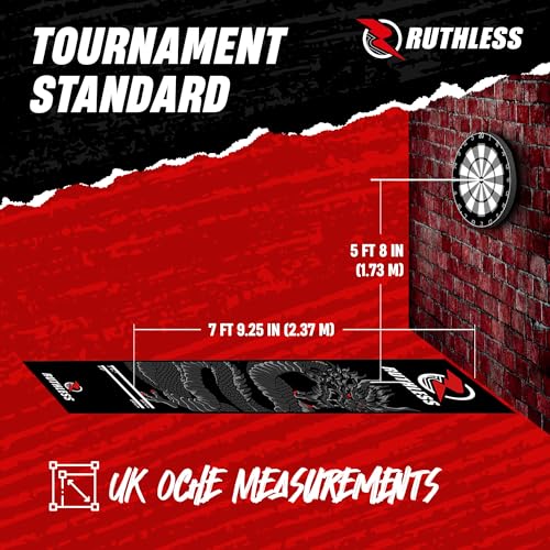 RUTHLESS Darts Mat | Heavy Duty Non Slip Durable Carpet Dart Mat for Floor Black - style: Dragon