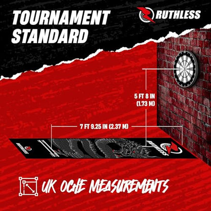 RUTHLESS Darts Mat | Heavy Duty Non Slip Durable Carpet Dart Mat for Floor Black - style: Dragon