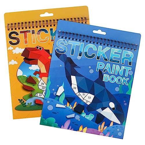 AEAHALY 2 Pack Crafts for Kids Ages 4-8 Paint by Sticker, Reusable Sticker Book for Kids Ages 4-8 Boys and Girls Birthday Gifts Party Favor, Travel Activity Book Set for Learning (Dinosaur+Ocean) - style: Style6-2PCS