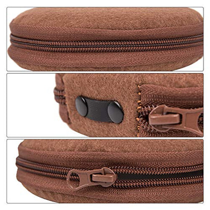 ELEZAY Small CD Case Round Felt 20 Capacity CDs Storage Wallet DVD Disc Holder,Brown - color: B-Brown