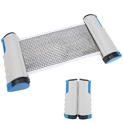 Precise Table Tennis Net Retractable Training Set for Portable Telescopic Grid for Adults and Kids, Plastic, 66.9x5.5 in, 1 Pc - color: Blue Gray