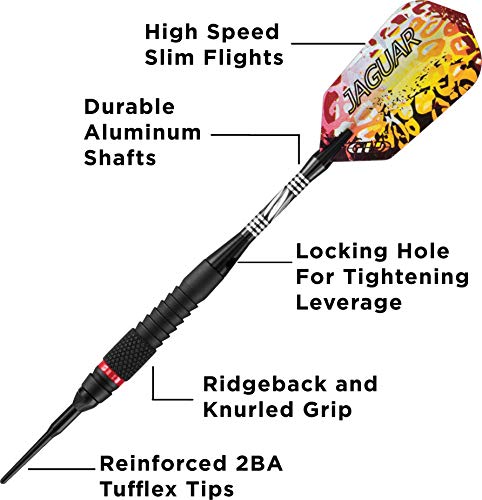 Viper Jaguar 80% Tungsten Soft Tip Dart Set with Case, 18 Grams - style: Fine Knurling