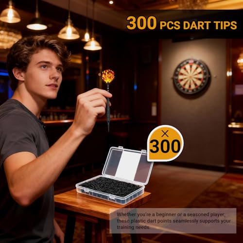 Soft Tip Dart Points (300 and 600 Pack) - 2BA Thread Plastic Dart Tips Replacement Dart Accessories Set - Black