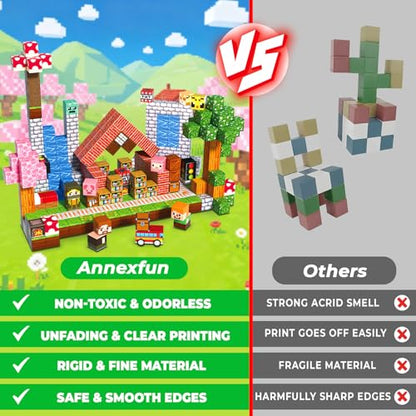 Annexfun Magnetic Blocks - 300PCS Magnetic Building Blocks Road Forest Magnetic Cubes - Sensory Toys for Montessori Toddler Birthday Gifts -STEM Construction Toys for Kids Ages 3+ for Boy & Girl