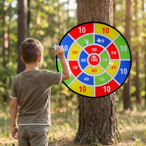 29" Large Dart Board Game Set for Kids, Kids Double-Sided Dart Board Toys with Sticky Balls and Darts, Party Favor Supplies, Indoor Outdoor Sport Fun Party Game Toys for Kids Boys Girls Ages 3-12