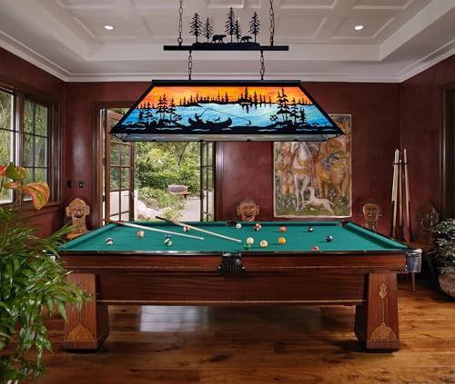 TOCHIC Vintage Pool Table Light, 6-Light Rustic Tiffany Style Fishing Billiard Hanging Light Fixture for Billiards Table Game Room Man Cave, Farmhouse Kitchen Island Dining Room Chandelier Lighting