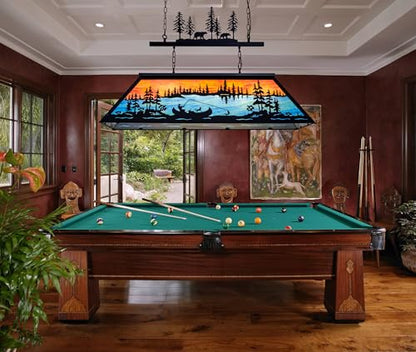TOCHIC Vintage Pool Table Light, 6-Light Rustic Tiffany Style Fishing Billiard Hanging Light Fixture for Billiards Table Game Room Man Cave, Farmhouse Kitchen Island Dining Room Chandelier Lighting