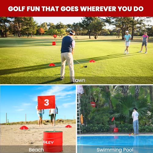 A11N SPORTS Finchley Backyard Golf Chipping Game | Portable 9 or 6 Holes Yard Golf Course for Outdoor, Lawn, Beach, Park | Golf Gifts for Men Women - size: 9 Buckets