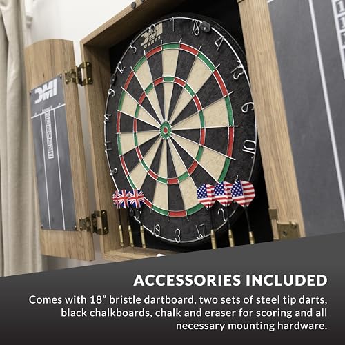 DMI Sports Dublin Bristle Dartboard Cabinet Set - style: Rustic Tan Finish