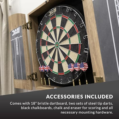 DMI Sports Dublin Bristle Dartboard Cabinet Set - style: Rustic Tan Finish