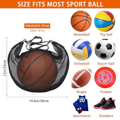 Mesh Ball Bag for Basketball Soccer & Volleyball, Sports Ball Bag with Zipper Pocket,Ball Storage Bag,Lightweight and Breathable - style: Style a