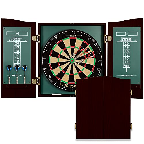 EastPoint Sports Official Size Dart Board Cabinet Set- Easy-Assembly & Complete with 6 Deluxe Steel Tip Darts and Accessories -Premium Darts Set with Scoreboard for Bar Games & Indoor Games - color: Green