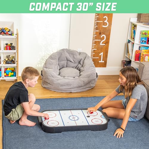GoSports 30 Inch Table Top Air Hockey Game for Kids - Portable, Battery Operated Game Table - Black - color: Black