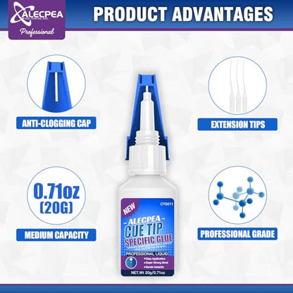 ALECPEA Quick Dry Pool Cue Tip Glue, 20g Glue for Billiard Cue Tip Repair & Maintenance - size: 20g/1Pack, style: Pool Cue Tip Glue