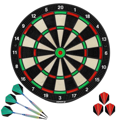 PINPOINT Soft Tip Dartboard | for Home Use with 6 Soft Tip Darts - Lightweight ABS Plastic Board - Optional Premium Soft Tip Darts - style: Premium Soft Tip Darts