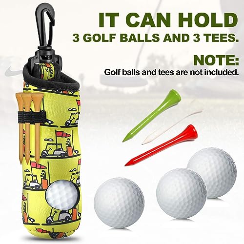 4 Pieces Golf Tee Holder Golf Ball Carry Bag Pouch Ball Holder Keychain Belt Clip Gifts Accessories - color: Orange, Yellow, Green