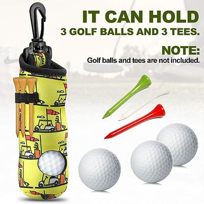 4 Pieces Golf Tee Holder Golf Ball Carry Bag Pouch Ball Holder Keychain Belt Clip Gifts Accessories - color: Orange, Yellow, Green