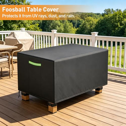 Foosball Table Cover, Heavy Duty 420D Soccer Table Cover, All-Weather Waterproof Outdoor Protection with 4 Windproof Buckles & Reflective Strip, 63"x45"x35"